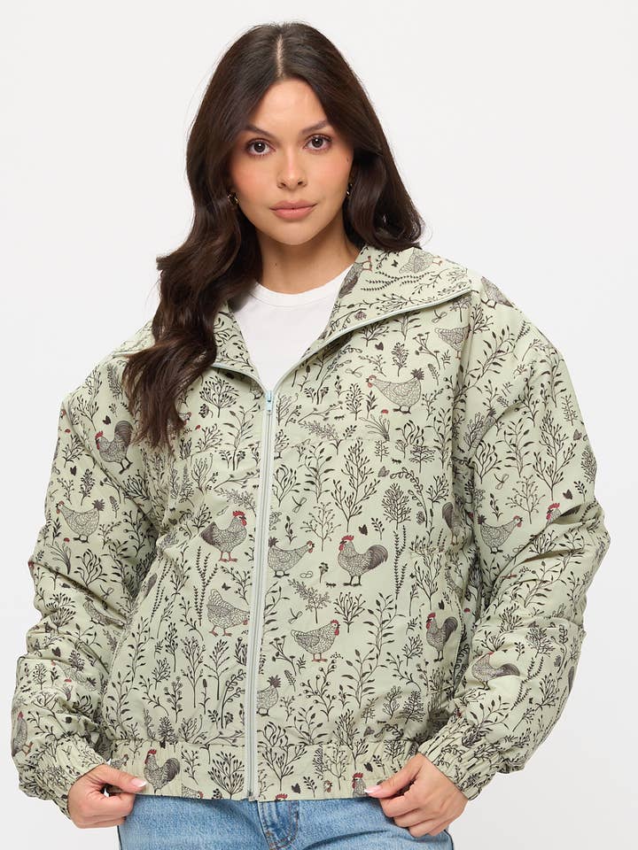 ROOSTER FLORAL PRINT JACKET for wholesale by SM WARDROBE