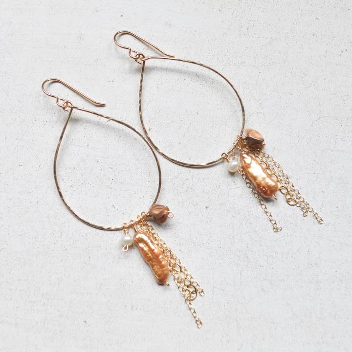 Biwa Pearl Teardrop Earrings for wholesale by Salty But Sweet