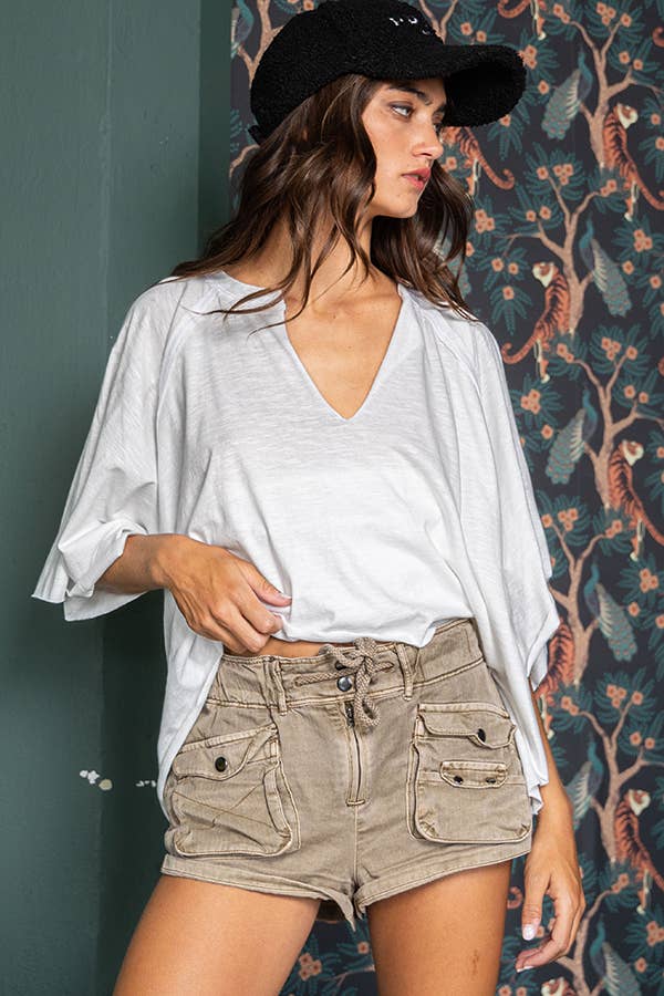 BUCKETLIST INC - Wholesale Shorts - Women's - IP5361 Cargo Style Utility Slouchy Solid Shorts0