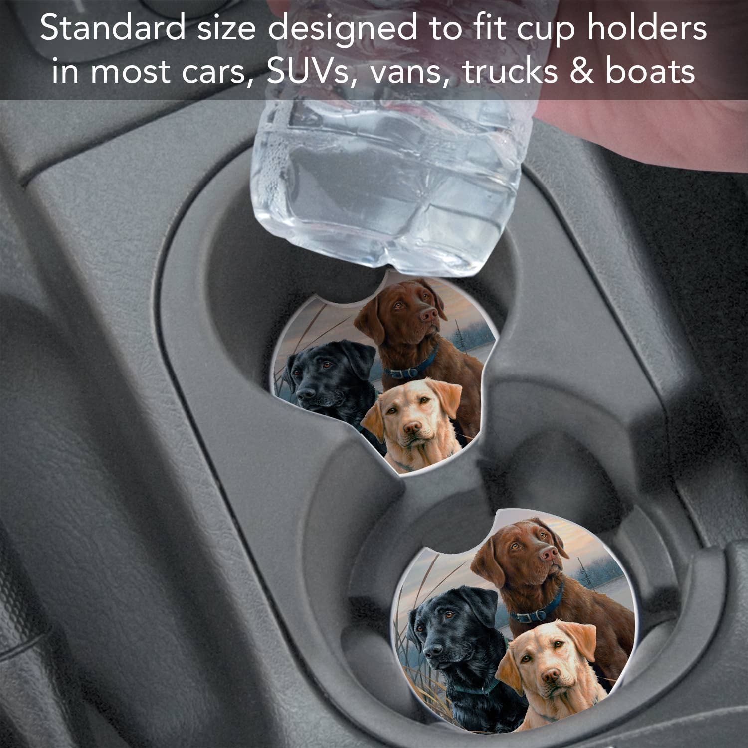 CounterArt/Highland Home/Thirstystone/CoasterStone – Großhandel Auto-Getränkeuntersetzer – Unisex – Hunting Dogs Autountersetzer, saugfähig, Stein, 16