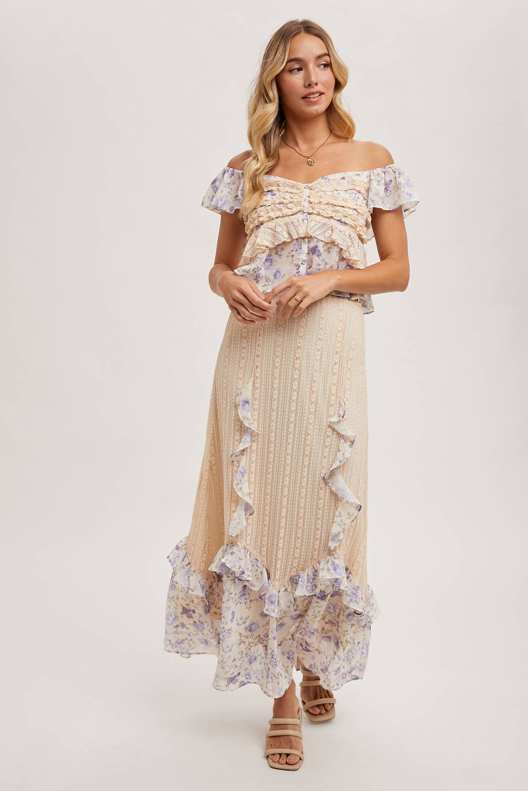 Bluivy – wholesale Blus - Dam – BLOMMIGT TRYCK VOLANGSPETSAD TOPP MED ÄLSKLINGHALSRINGNING17