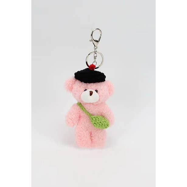 JOSSLYN by wall to wall - Wholesale Keychain - Unisex - TEDDY BEAR KNITTED BAG HAT KEYCHAINS BAG CHARM | 40KC135