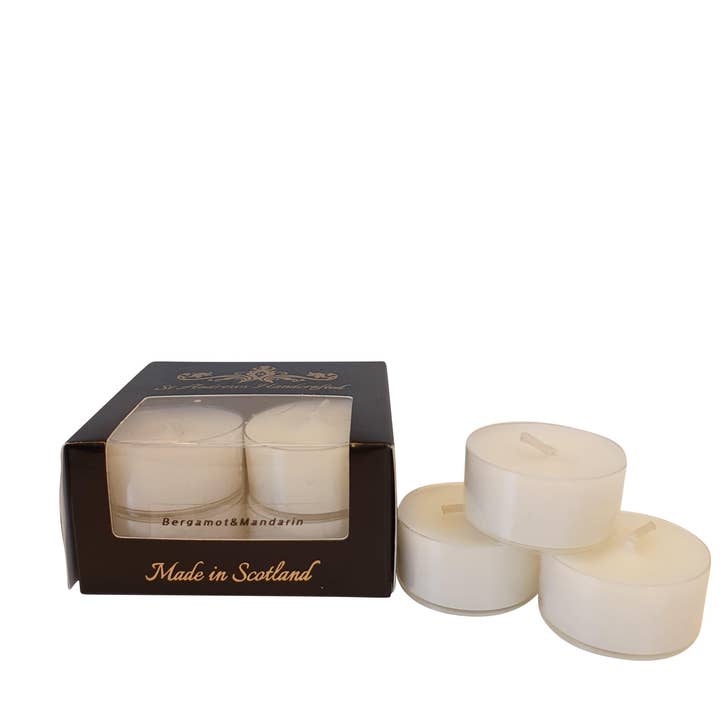 Bergamot & Mandarin Tea Lights for engroshandel hos St Andrews Handcrafted