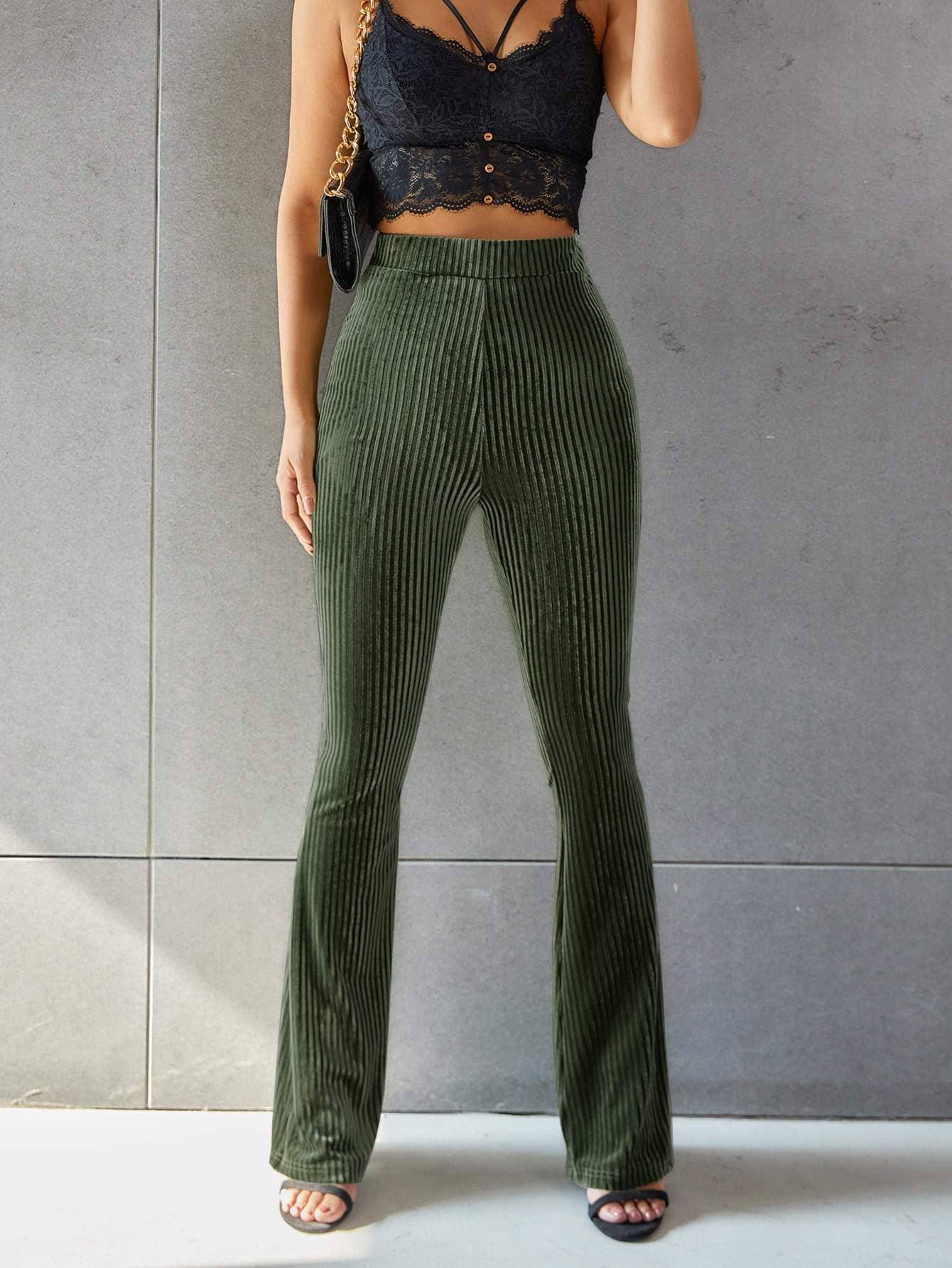 Fashion Combination - Wholesale Pants - Women's - solid flare leg corduroy pants5
