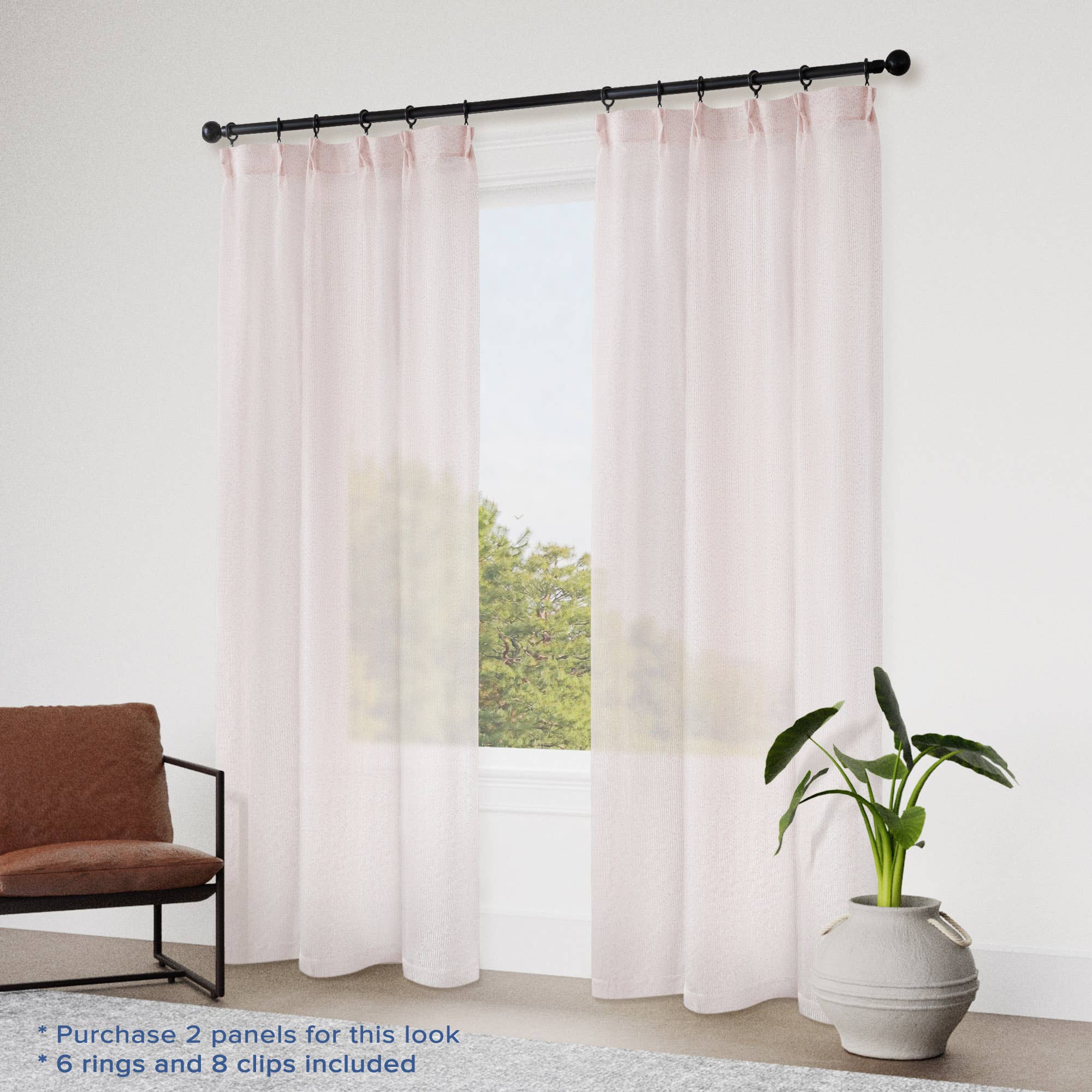 Awesome Home – wholesale Gardin – Enkel gardinpanel med nypveck med krokar och ringar16