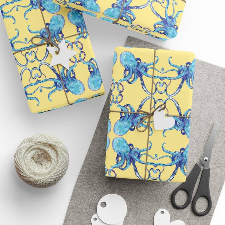 Colorful Octopus Wrapping Paper - Eco-Friendly for wholesale by Blue Cava