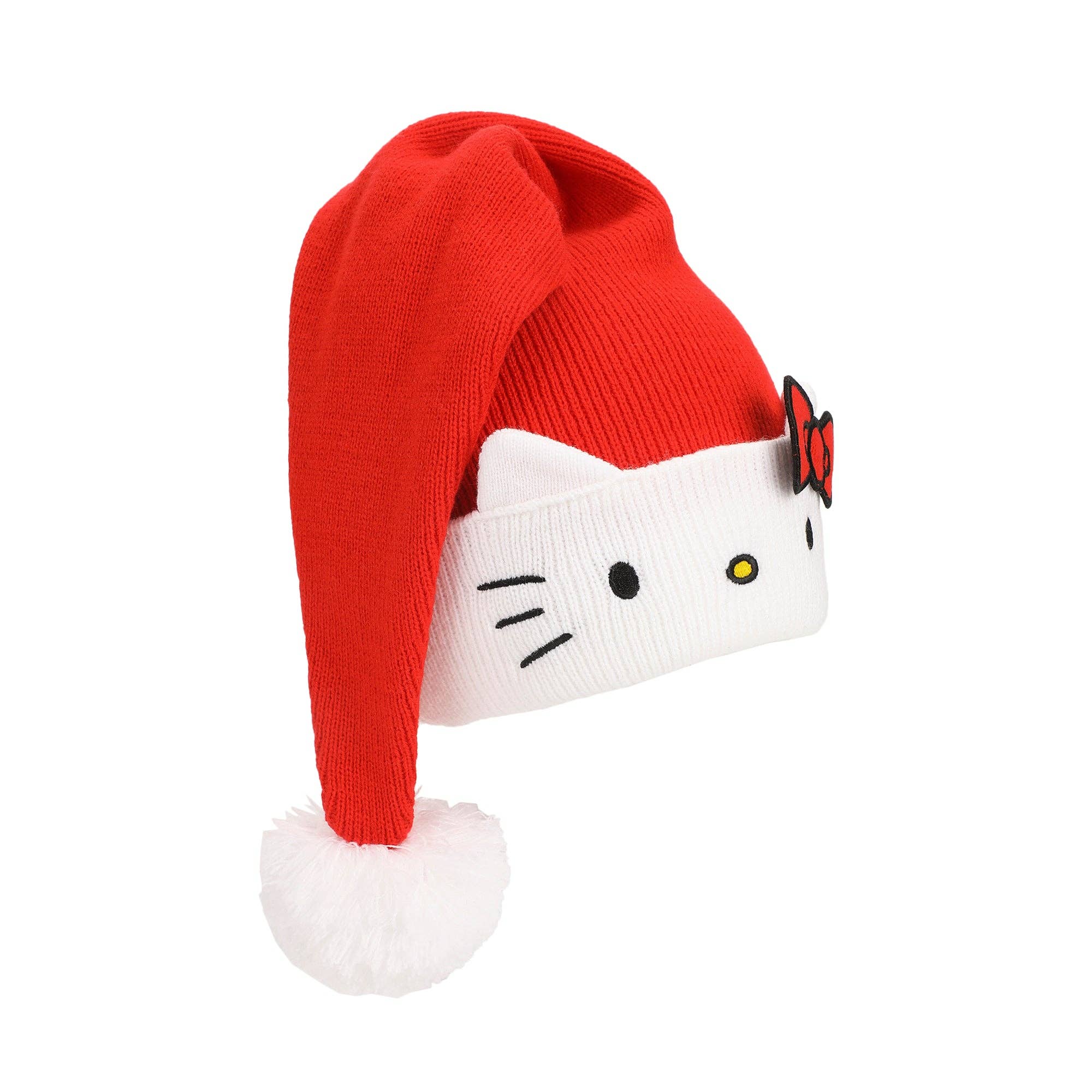 Bioworld Merchandising - Wholesale Beanie - Women's - Hello Kitty Big Face Embroidery Cuff Acrylic Santa Hat0