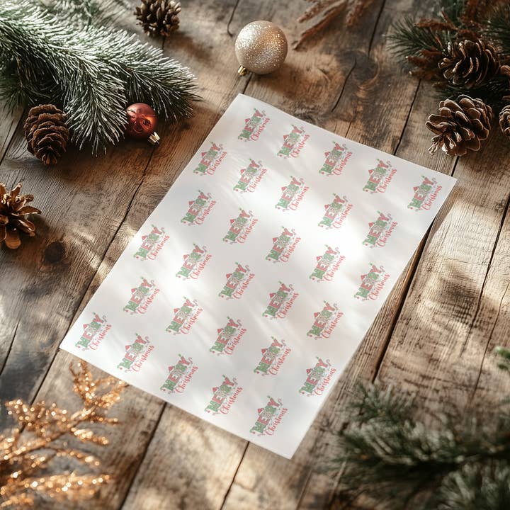 Merry Christmas Printed Vellum Sheets Paper Packs Santa Hat Translucent A4 Tracing Paper for wholesale by House of Binky