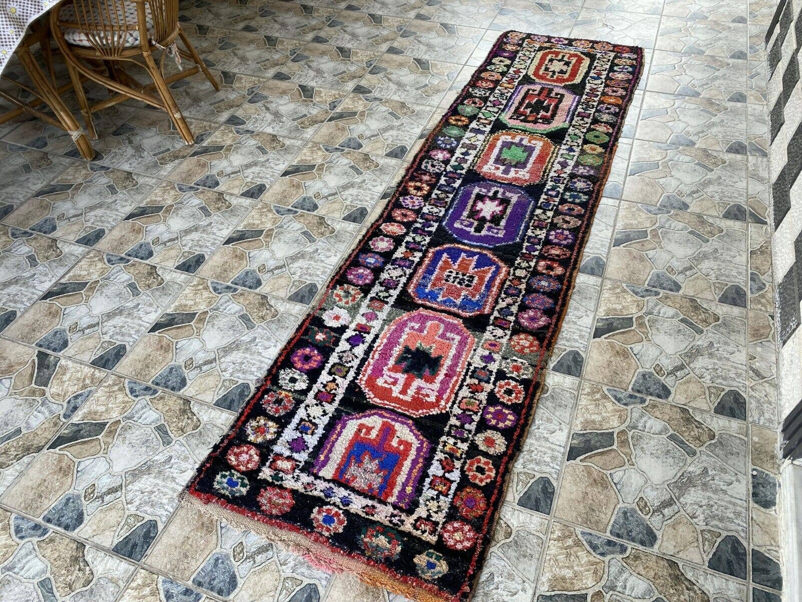 Oushak Rugs - Vente Tapis de couloir - Tapis Vintage Herki Tribal Turc Fait Main en Laine3