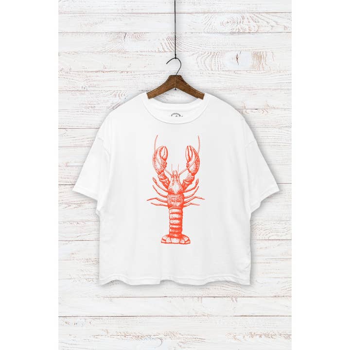 TC550-P7063 T-SHIRT CURTA E LARGA COM ESTAMPA GRÁFICA DE LAGOSTA por atacado de VINTAGE POINT USA