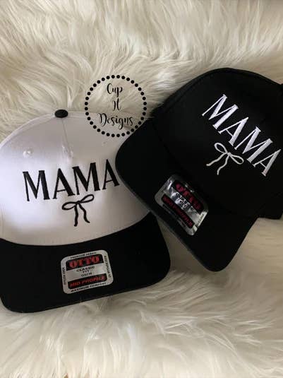 Mama Bow Embroidered Hat for wholesale by Cup It Designs