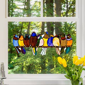 Chubby Birds Suncatchers Stained Glass Window Hanging