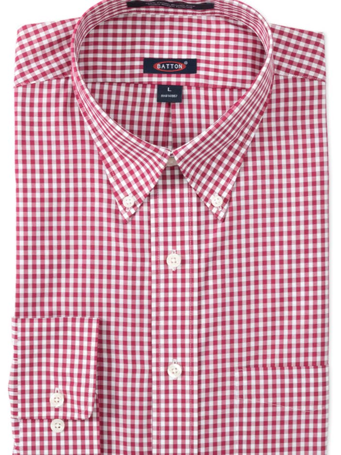 Crimson Non-Iron Gingham Cotton Sport Shirt for wholesale by Batton