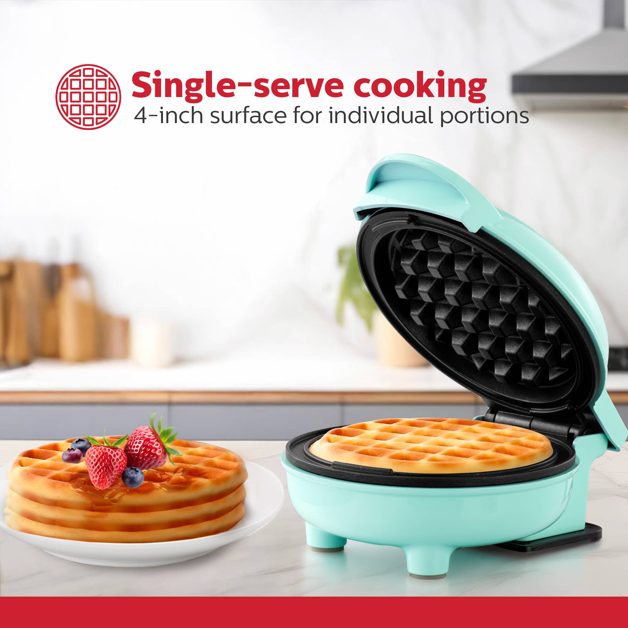 Holstein Housewares - Wholesale Kitchen Appliance - Personal Waffle Maker - 4 inch Mini - Assorted Colors 38