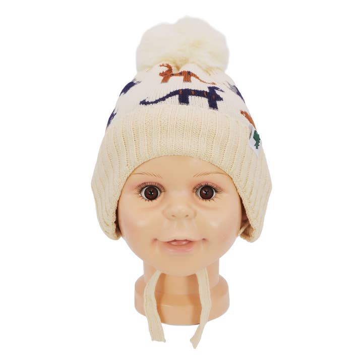 ASSORTED Kids Dinosaur Ear Cover Chin Strap Beanie for wholesale on Faire3
