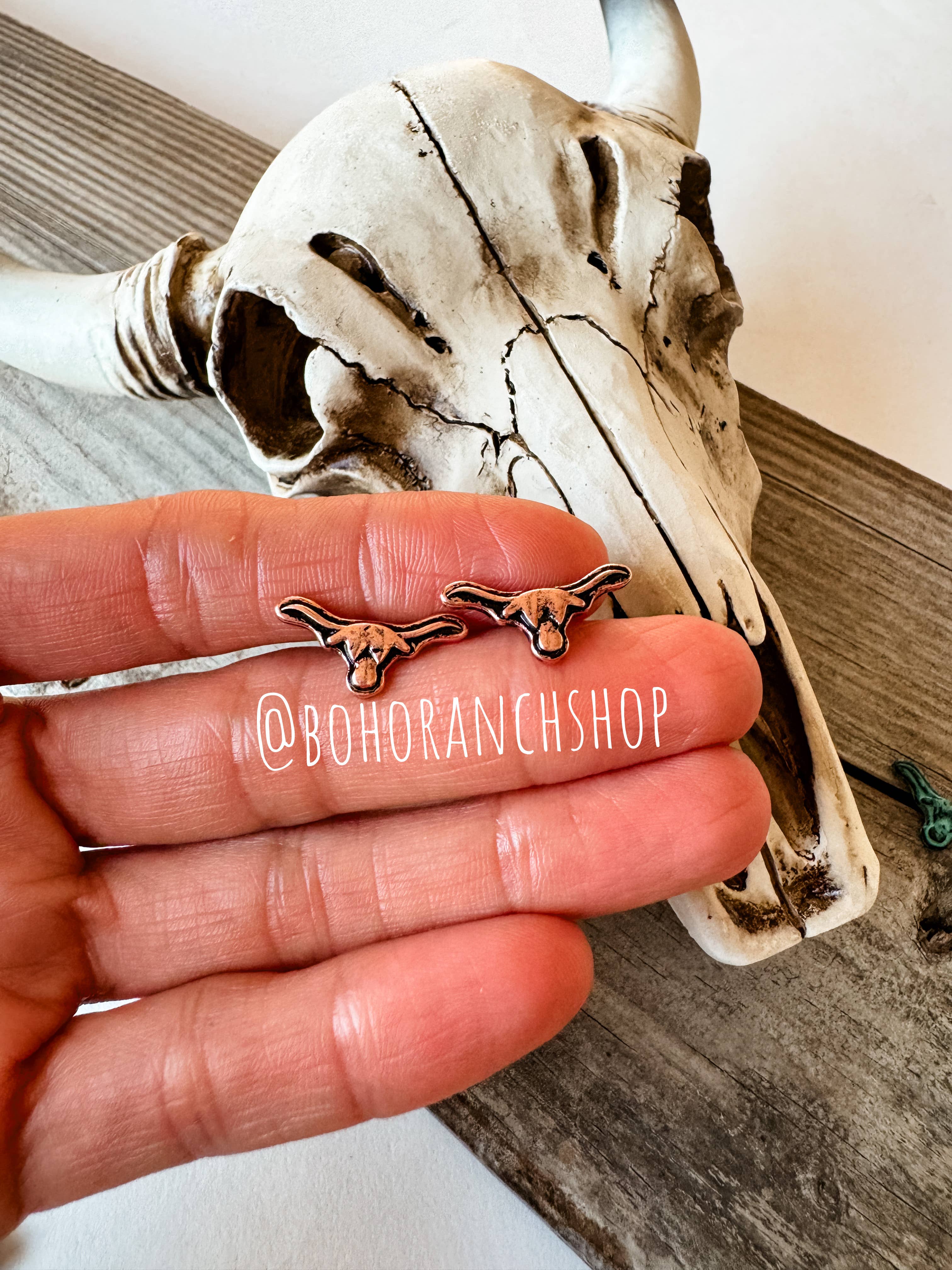 Boho Ranch Shop - Wholesale Stud/Post Earrings - Tiny Longhorn Steer Mini Earring Studs9