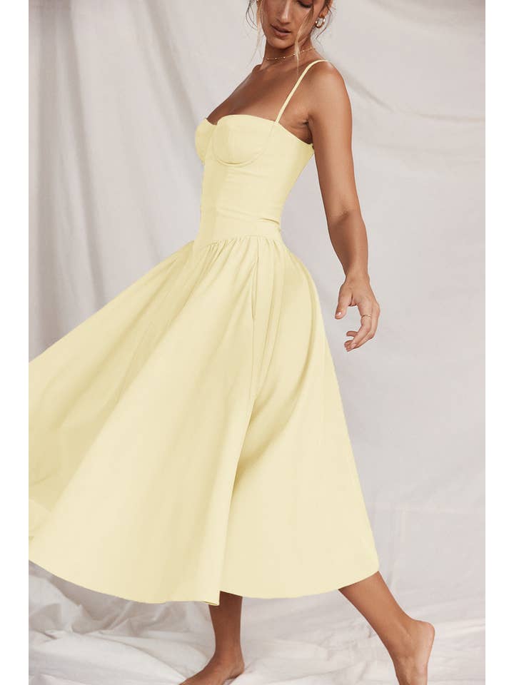 Sweetkama - Wholesale Dress - Women's - String Shoulder Solid & Floral Ladies Dress 2552831