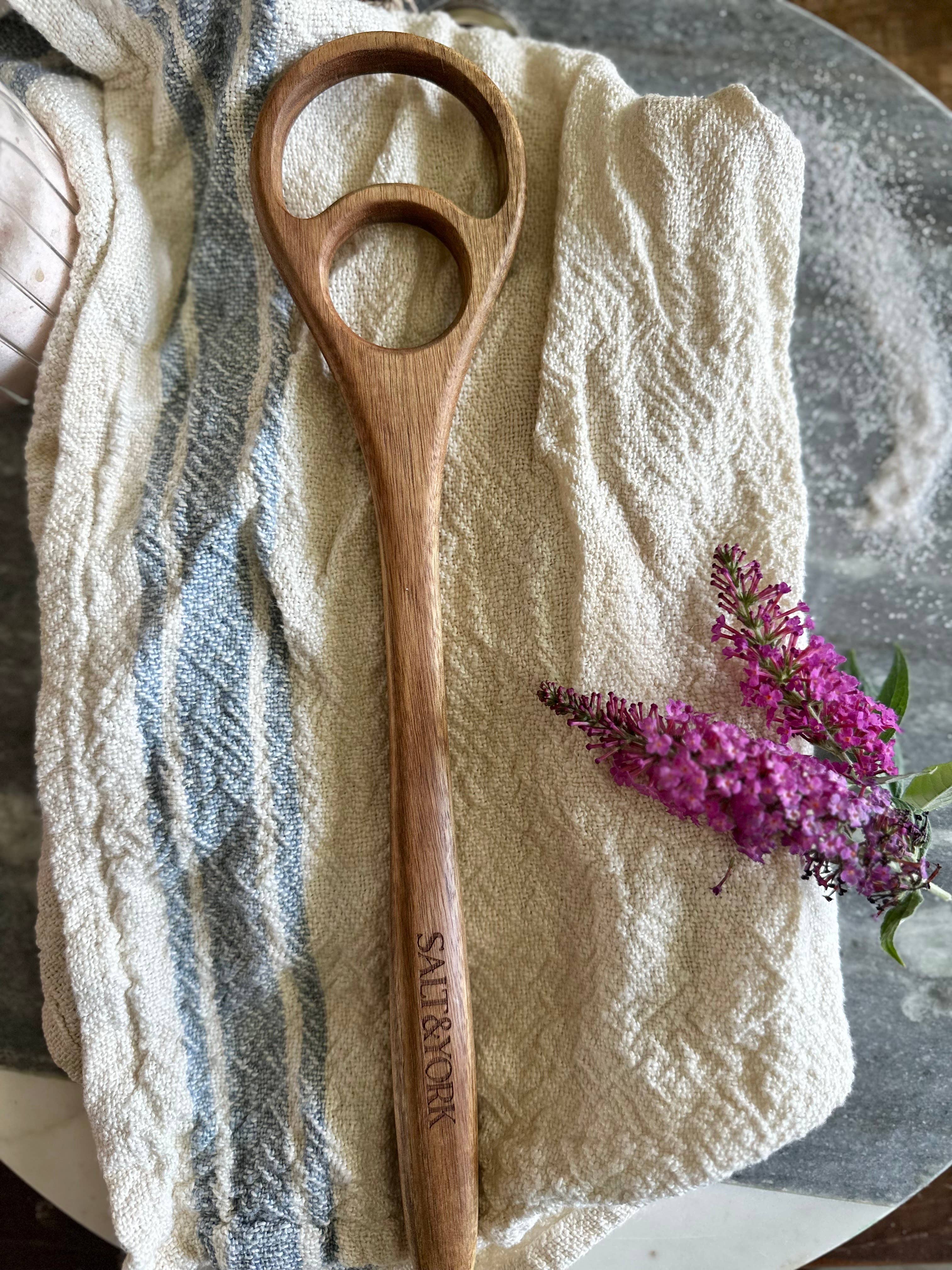 Salt & York - Wholesale Kitchen Spoon - Walnut Wood Dough Hook or Dough Whisk6