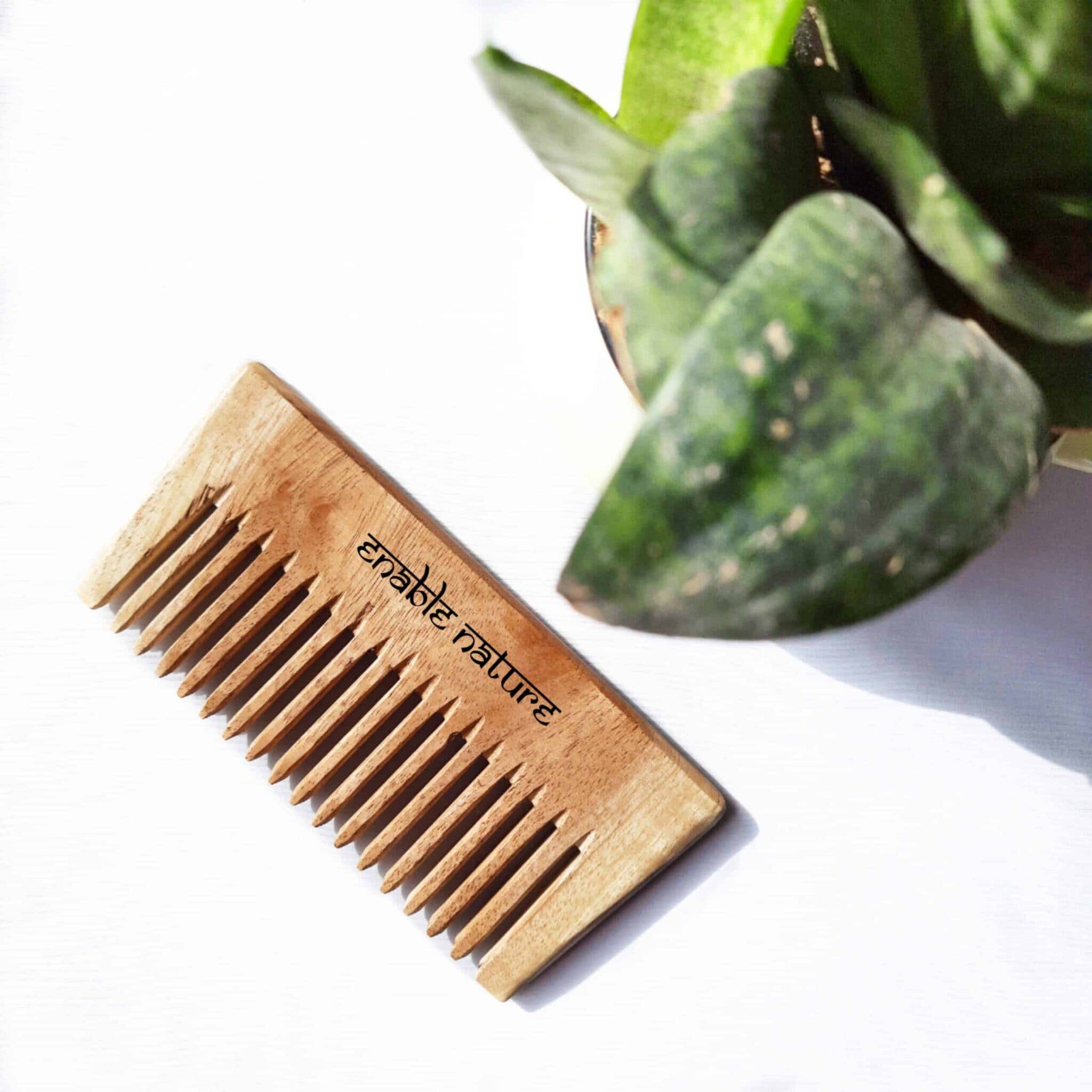 Enable Nature - Wholesale Hair brush/comb - Neem Wood Wide Tooth Detangler Comb
