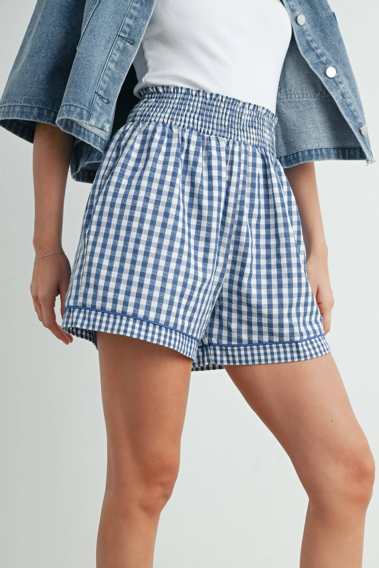 BUTTERMELON - Wholesale Korte broeken - Dames - Garterized Gingham Shorts - BMP765826