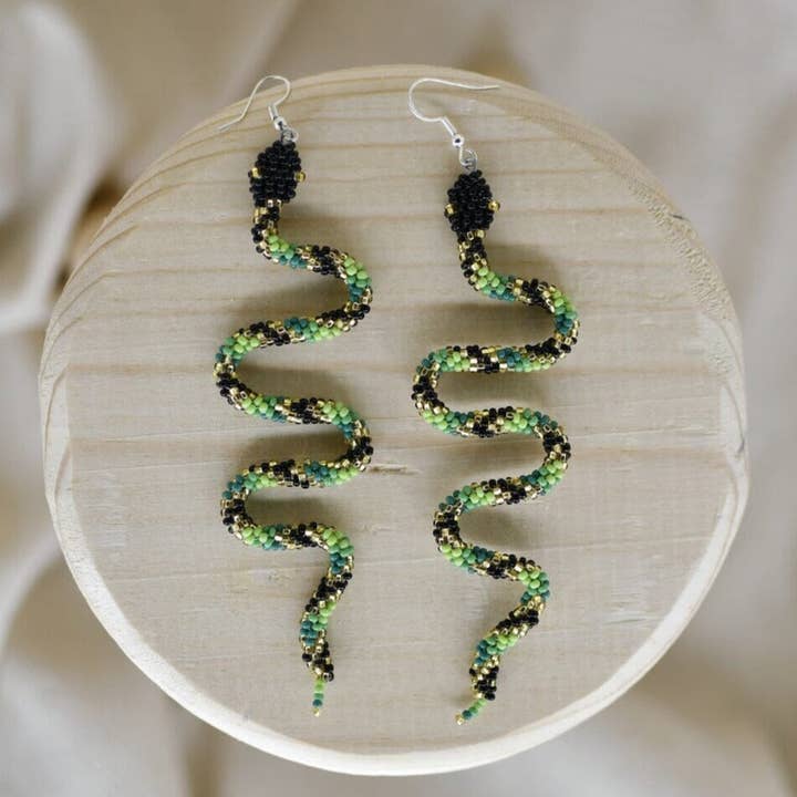 Aphrodite - Beaded Earrings with Snake-Inspired Design for wholesale by Mother Sierra