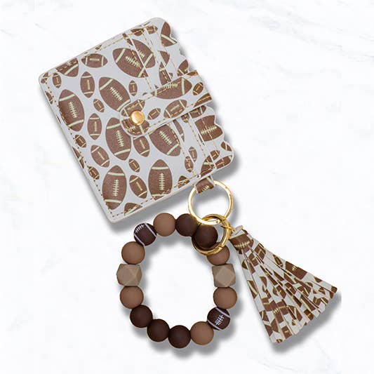 Suzie Q USA - Wholesale Keychain Bracelet - Sport Print Beaded Keychain with Wallet & Tassel5