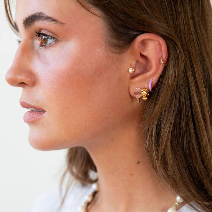 Larissa Loden - Wholesale Huggie Earrings - Smiley 14k Gold Plated Huggie Hoop Earrings2