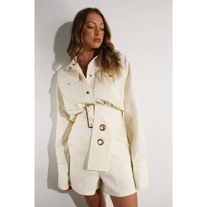 KOFFIEMELK JAS EN KORTE BROEK SET - Crèmekleurig voor groothandel op Faire1