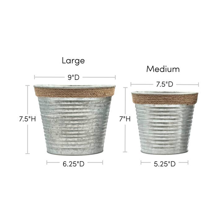 Jacobson - Wholesale Plant Pot - Corrugated Metal Pot Cover with Rope - Box of 121