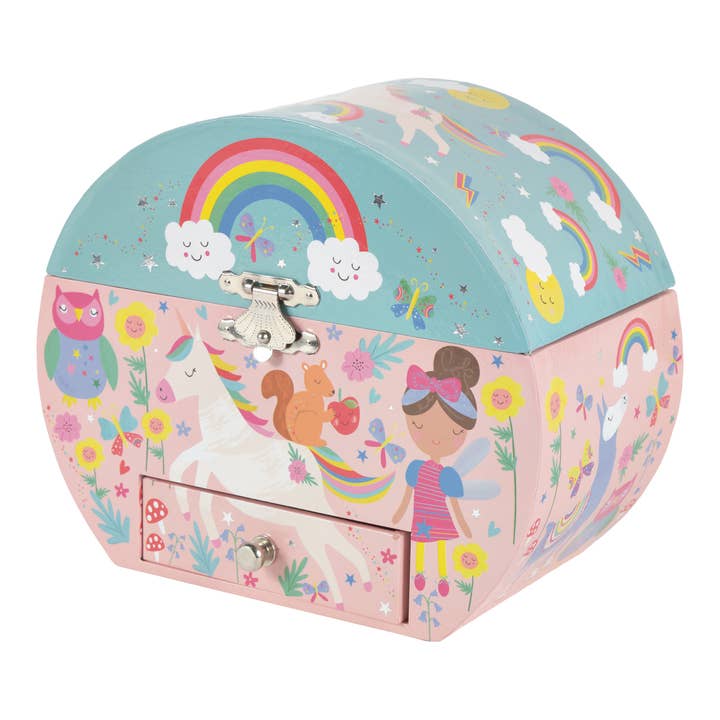 Floss and Rock - Wholesale Jewelry Box/Organizer - Kids - Musical Jewellery Box Oval Shape - Rainbow Fairy1