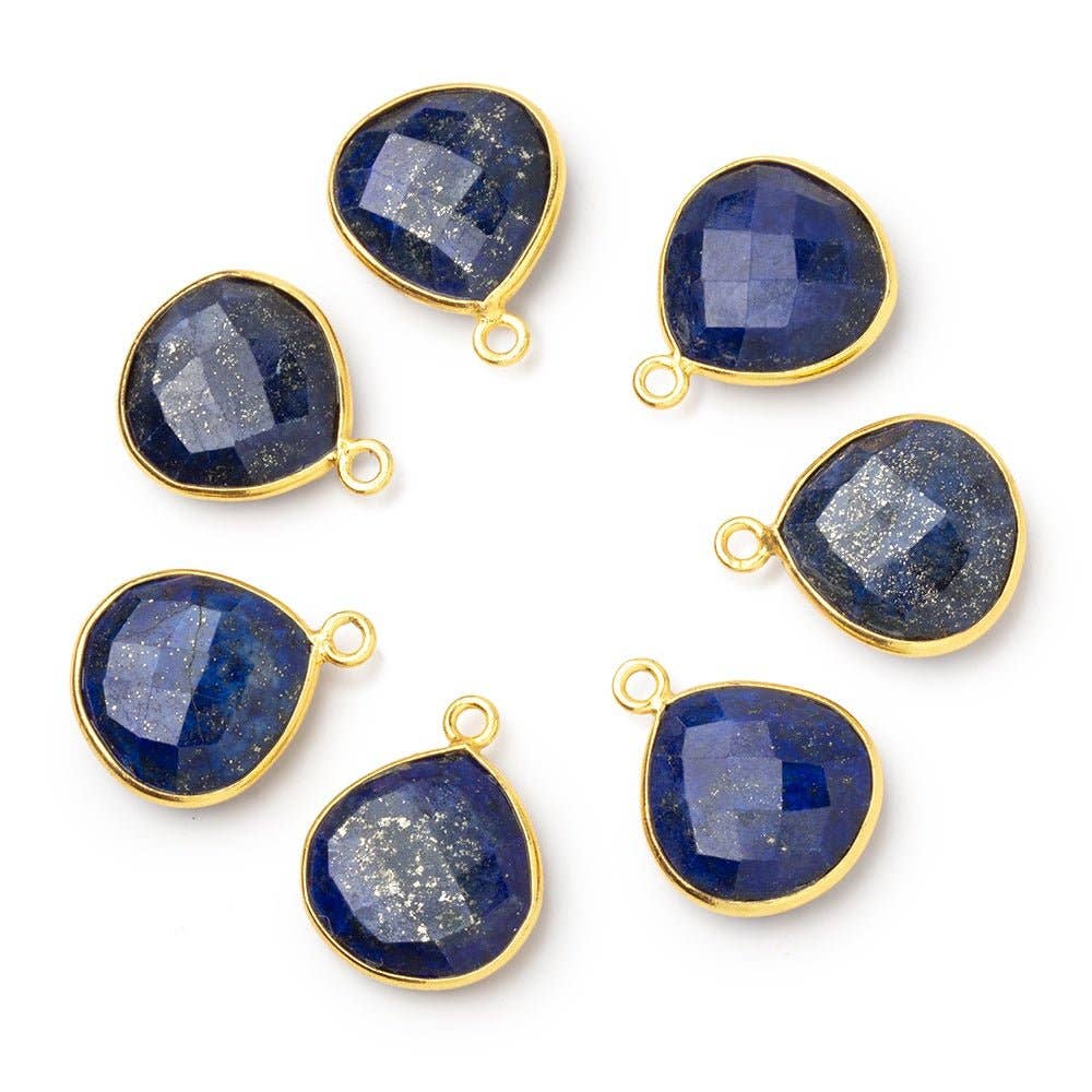 Beads of Cambay – wholesale Individuell berlock/hänge – 16 mm Vermeil Infattning Lapis Lazuli Fasetterat Hjärthänge 1 stycke1