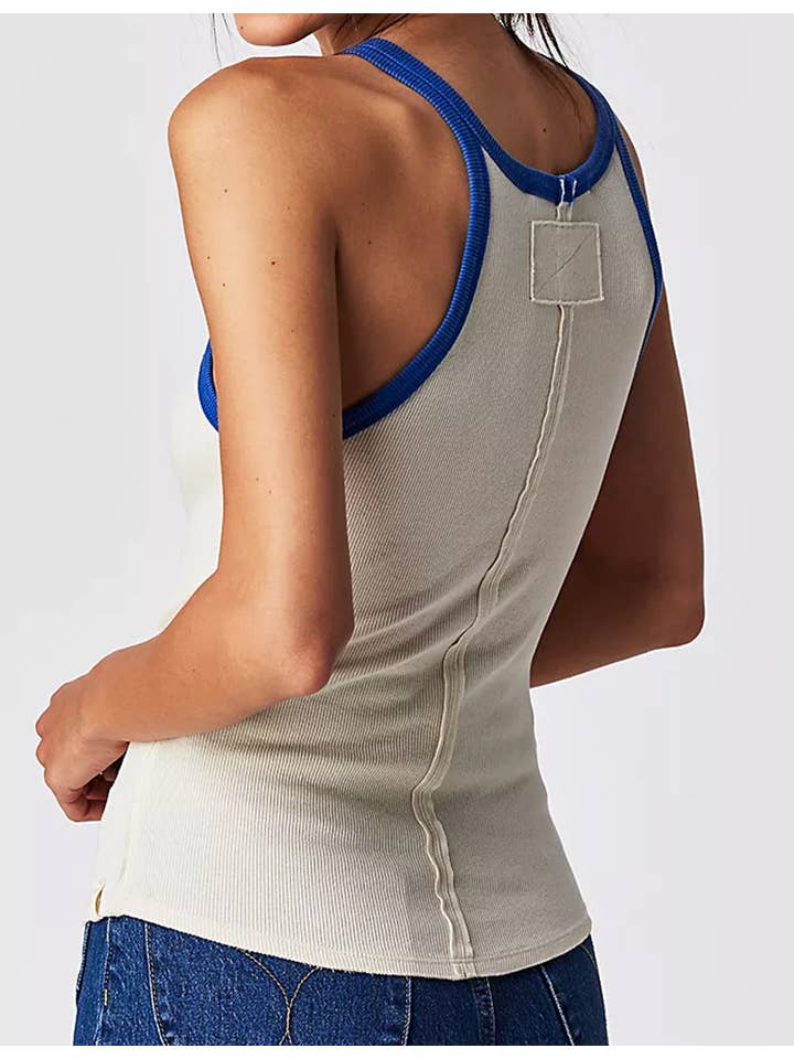 Sweetkama - Wholesale Tank Top - Women's - Ladies Contrast Color Ribbed Tank Top SKT440