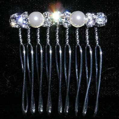 #13878 Simple Rhinestone Pearl Comb for wholesale by Bridal Store Jewelry