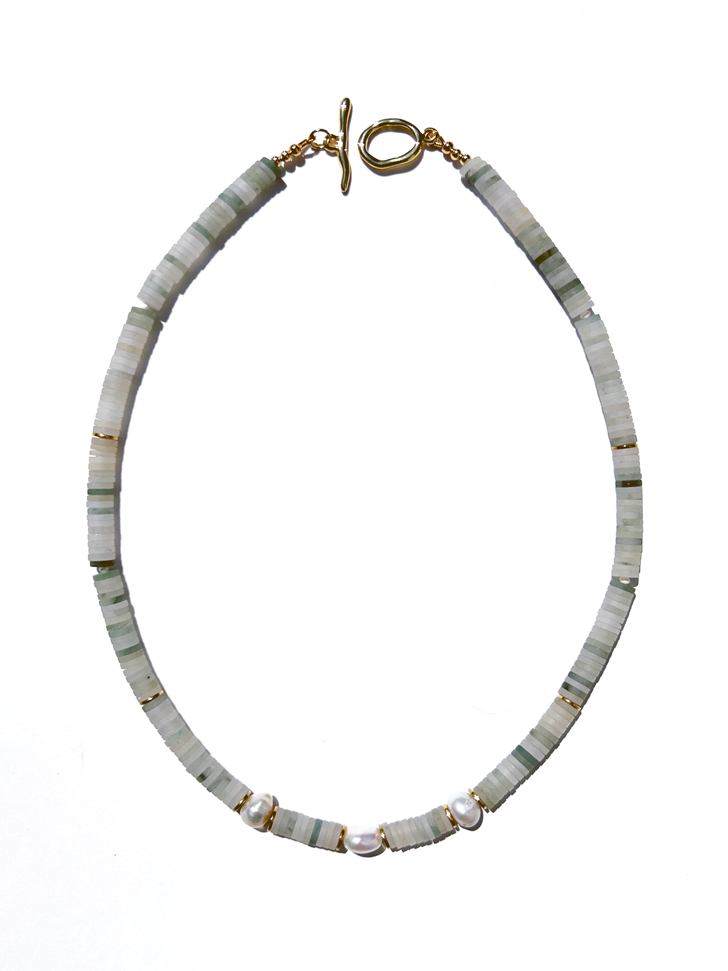 Kaylie Dawn Jewelry - Wholesale Beaded/Pearl Necklace - Madaket Handmade Heishi Gemstone & Pearl Necklace - 5 Colors5