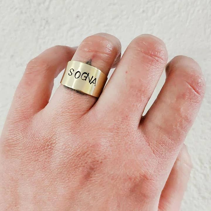 Loti jewels - Wholesale Band/Stacked Ring - MESSAGE RING IN BRASS WITH ENGRAVING7