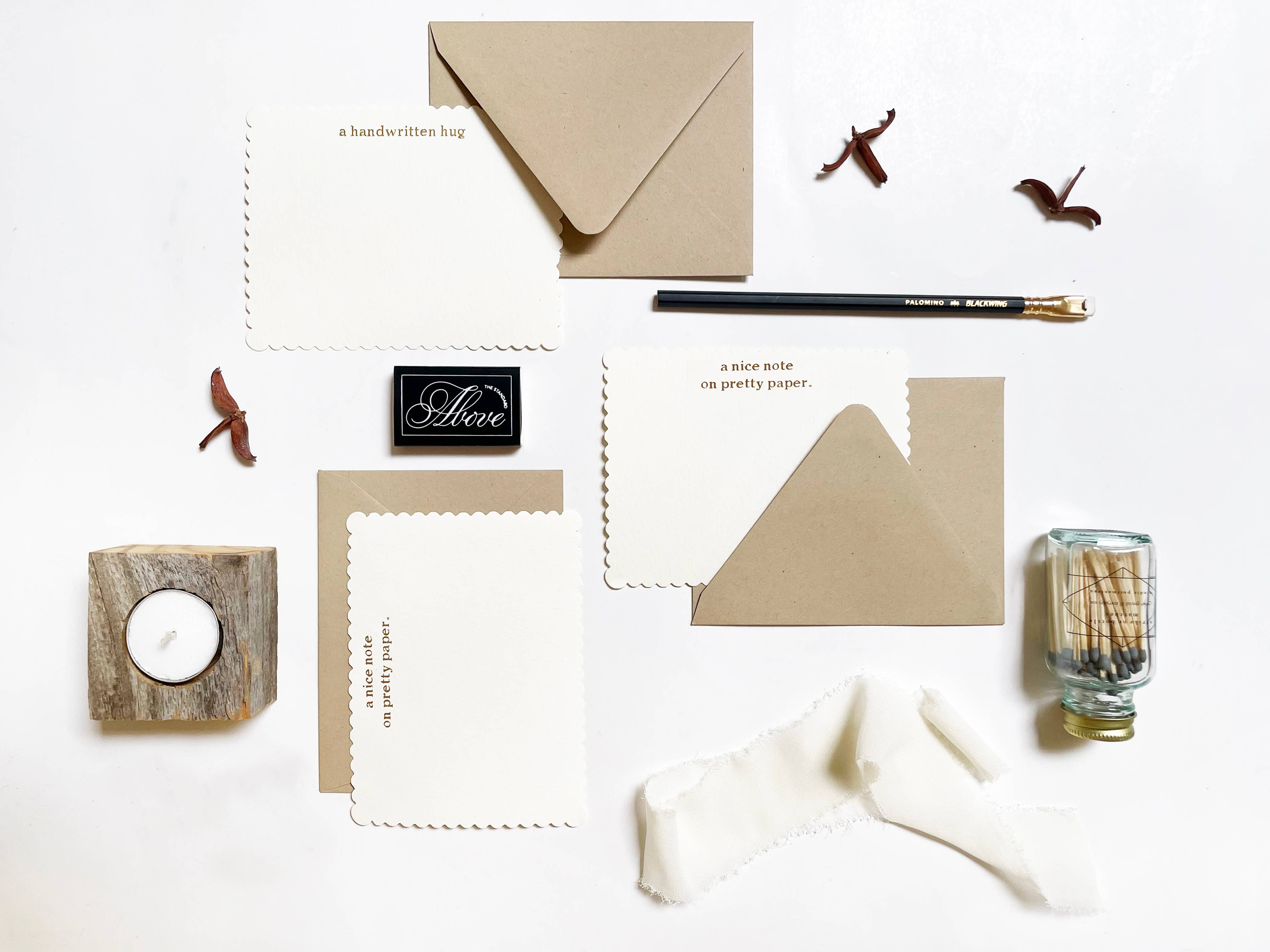 Studio Portmanteau - Wholesale Stationery/Notecard Set - Custom Text Letterpress Scalloped Flat Greeting Card2