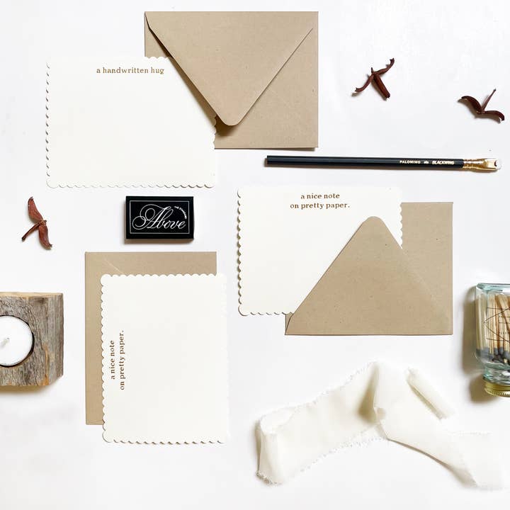 Studio Portmanteau - Wholesale Stationery/Notecard Set - Custom Text Letterpress Scalloped Flat Greeting Card2