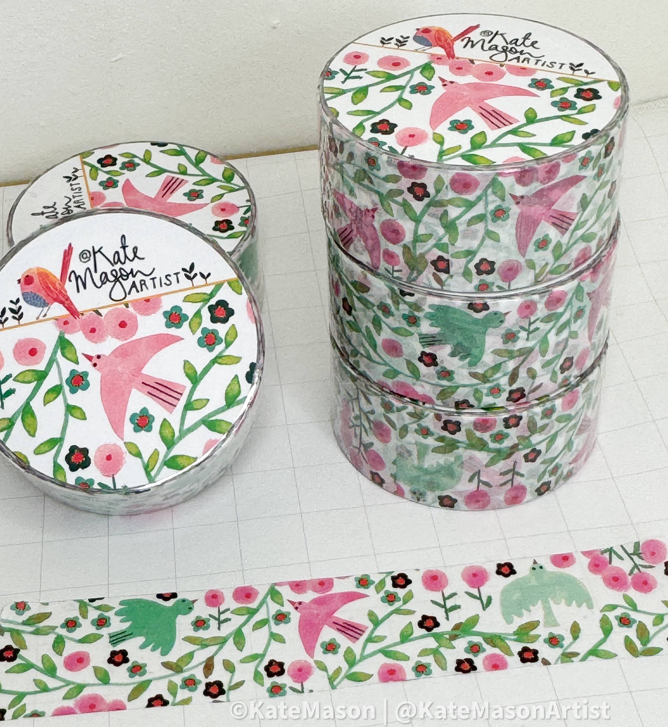 Kate Mason Artist - Wholesale Washi Tape - Bird Vine White WASHI TAPE   1