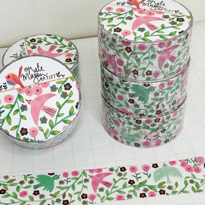 Kate Mason Artist - Wholesale Washi Tape - Bird Vine White WASHI TAPE 1