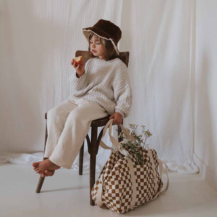 Caramel RAPHAEL DIAPER BAG - WEEKEND BAG CHECKERBOARD for wholesale on Faire6