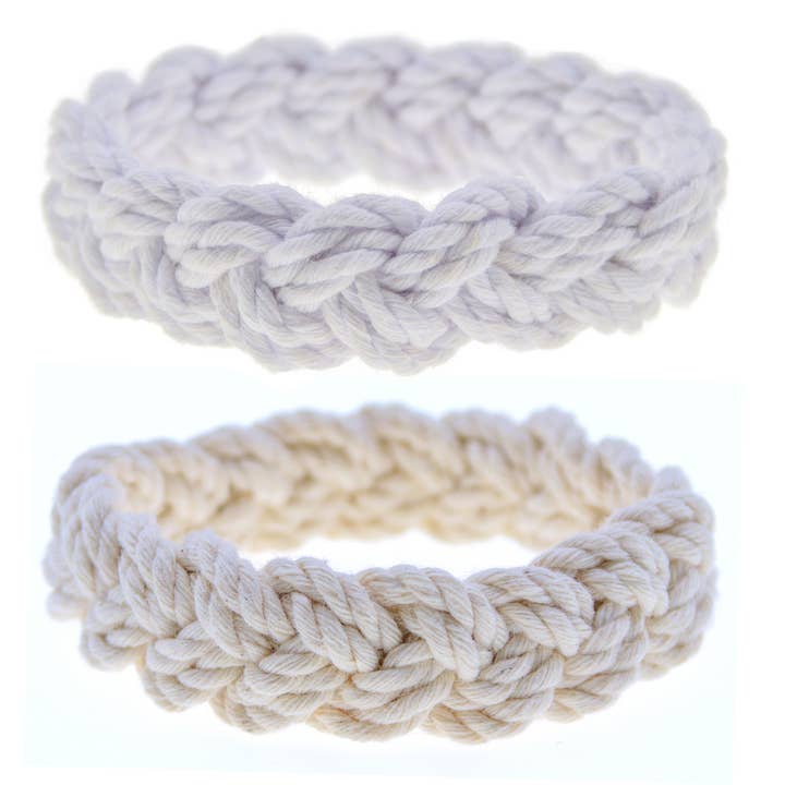Natalia - Wholesale Jewelry Set - Handmade Sailor Knot Bracelets - White & Natural- SET 2