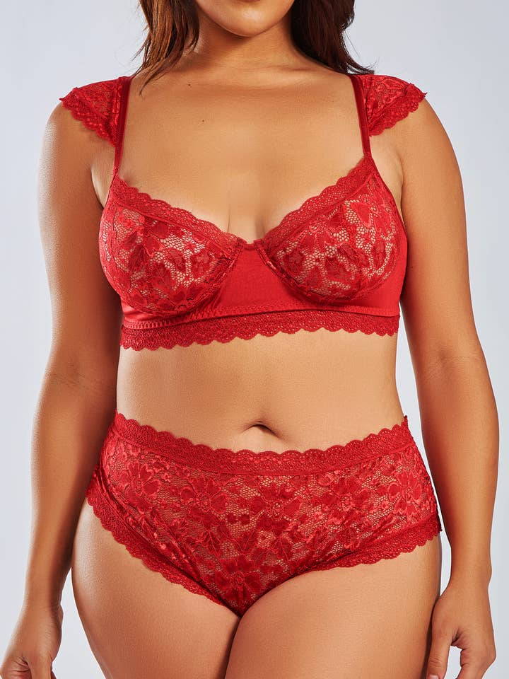 Hera Plus Size 2-delige Set met Kant Bralette voor wholesale door iCollection