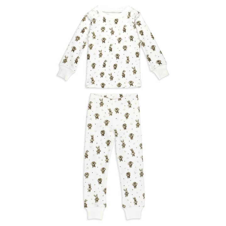 Bunny Shadow | Kids' Organic PJ Set for wholesale by L'ovedbaby