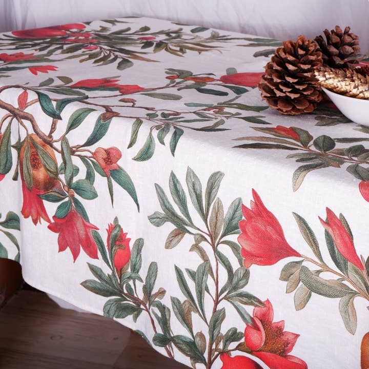 NorraVilla - Wholesale Tablecloth - 100% Linen Tablecloth Pomegranates tree - Made in Europe6