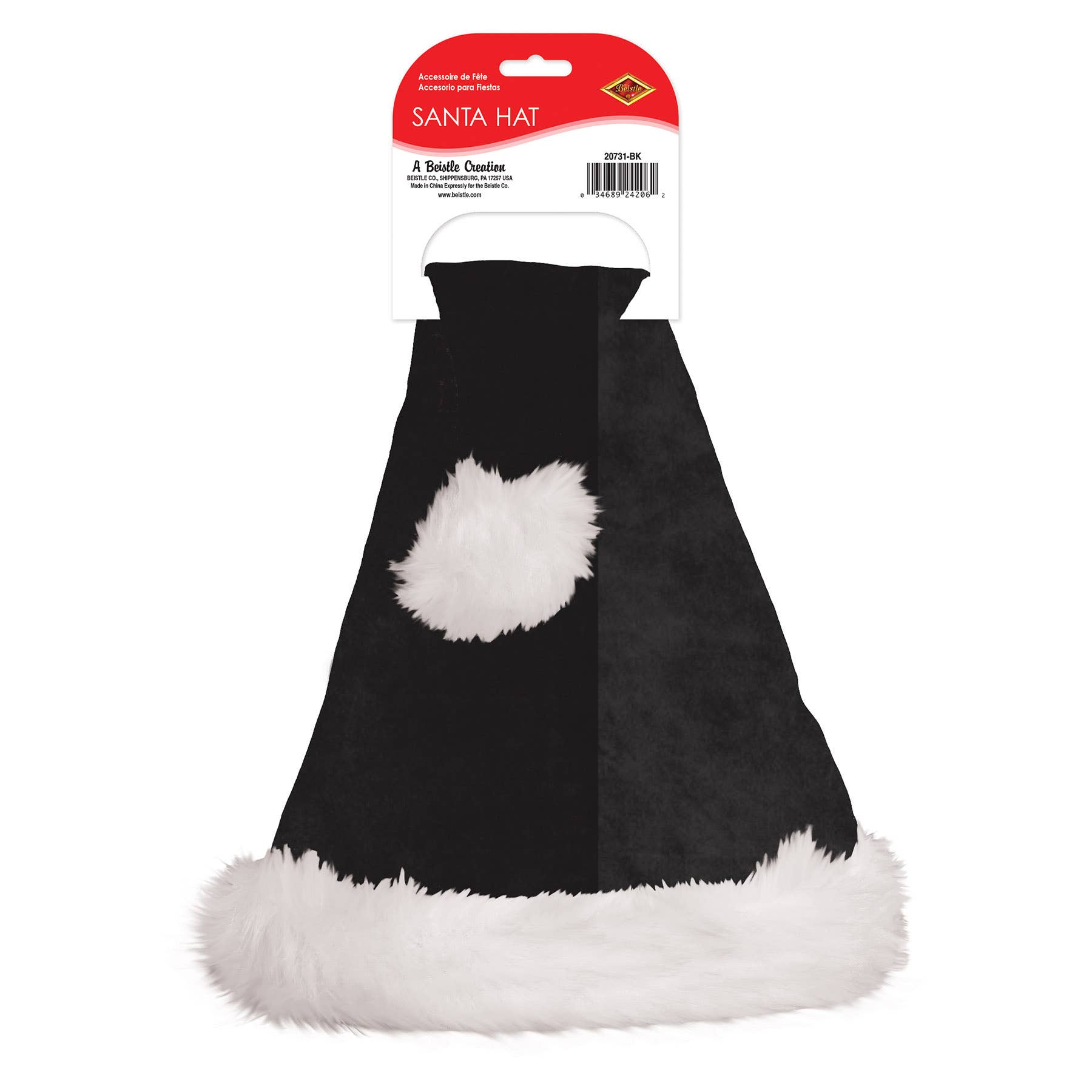 Beistle - Wholesale Santa Hat - Black Santa Hat, one size fits most1