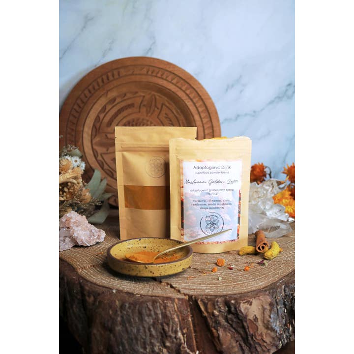 Ayamani Naturals - Vente Boisson diététique en poudre - Golden Latte aux champignons avec Reishi et Chaga, lait doré adaptogène vegan4