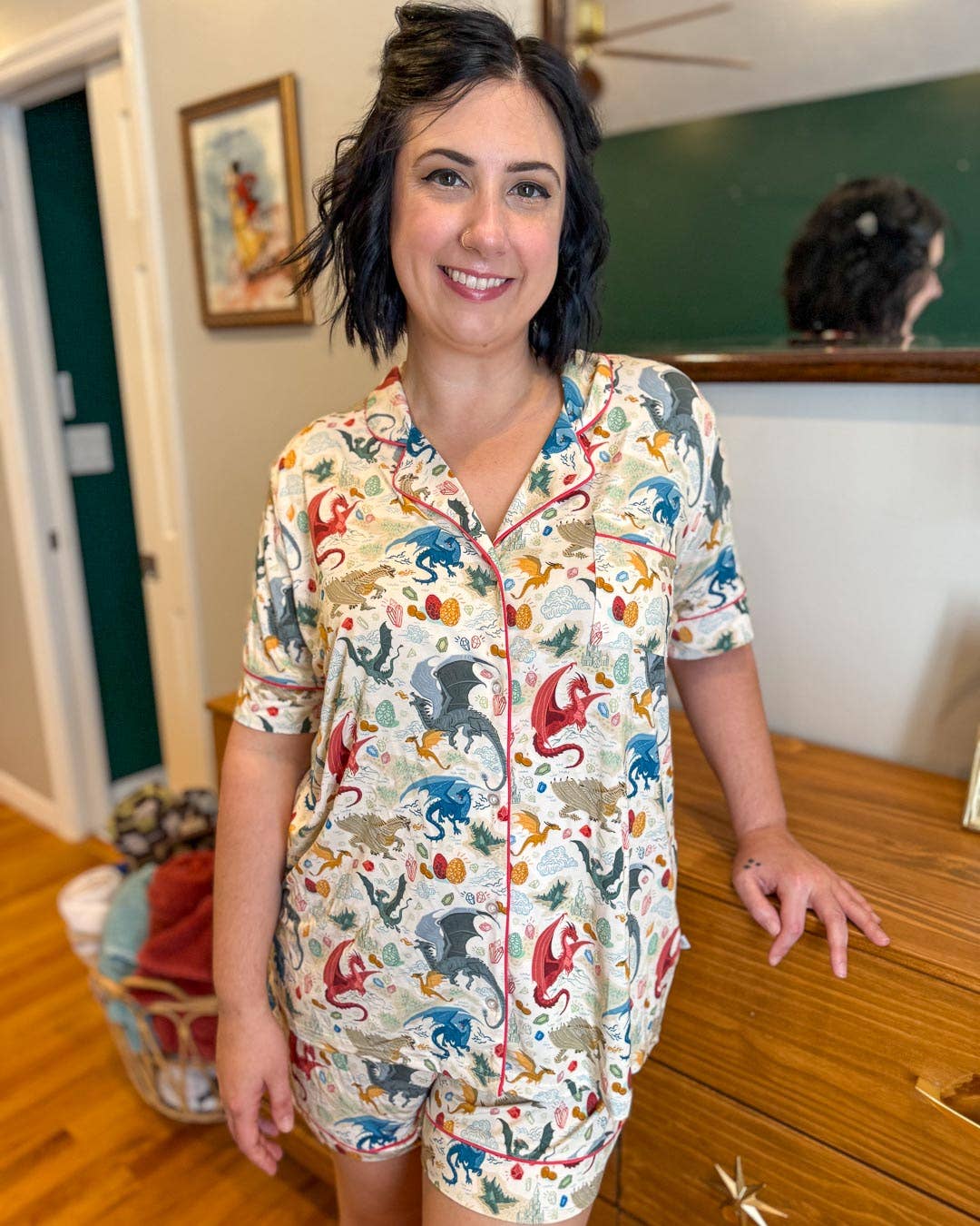 Blissfully Bookish Company - Wholesale Sleepwear Set - Women's - Bookish Dragons Bamboo Shorts Pajamas Set3