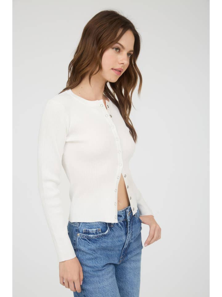 The Workshop Studio - Vente Cardigan – femme - GILET EN MAILLE À COL ROND AVEC BOUTONS-PRESSION48