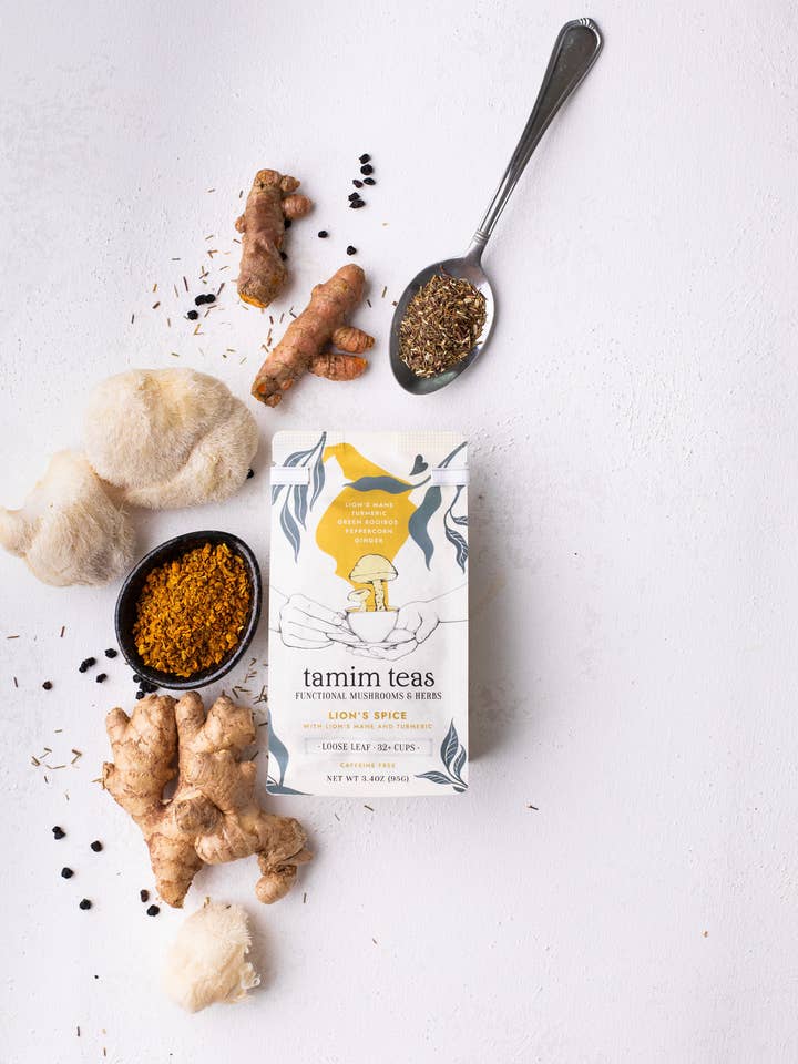 Lion's Spice au champignon Lion's Crinière et au curcuma pour la vente par Tamim Teas - Mushroom Teas