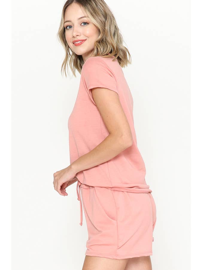 Burgundy Apparel - Wholesale Lounge Set - Women's - SHORT SLEEVE AND SHORTS SET8